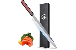 Golden Bird Yanagiba Cuchillo Sashimi Cuchillo para filetear Japonés Forjado a Mano de 10 pulgadas Cuchillo Profesional de un Solo Bisel para Filetear Pescado Mango de Madera Octogonal
