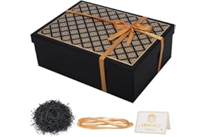 XWCHASA Black Gift Boxes for Presents, 25x18x8.5cm Gift Box with Lids Silk Ribbon & Greeting Card, Specially Designed for Valentines Day, Birthdays, Holidays, Christmas, Anniversaries Gift