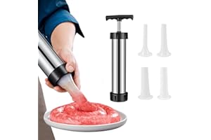 Smavles Máquina de llenado de Salchichas, Herramienta Manual de llenado de Salchichas con 4 Tubos de llenado, Tubos de llenado Profesionales para Salchichas Caseras