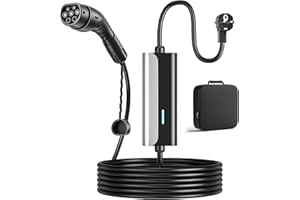 FNRIDS Cargador Coche Electrico,16A EV Cargador Tipo 2,Cable Carga Coche Electrico con luz indicadora LED,IP65 a Prueba de Agua,IEC 62196-2,Cable Cargador de Coche Eléctrico Portátil,8M con Bolsa