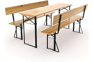 ‎AVANTI TRENDSTORE Avanti Trendstore - Lima - Festzeltgarnitur aus lackiertem Massivholz mit Rückenlehne, sehr robust und langlebig, ideal für deinen Garten oder Terrasse. Maße Tisch: 180x75x60 cm, Bänke: 180x45x25 cm