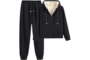 amropi Tuta da Donna Vello Foderato Cappotto con Cappuccio e Pantaloni Inverno Caldo Jogging Tute