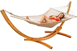 AMANKA Hamaca Terraza con Soporte - 325 cm Soporte Hamaca Madera Exterior - Soporte para Hamacas - Hamaca Jardin Exterior con Soporte Hamaca Colgante - Hamaca Doble con Soporte - Marco Amaca Jardin