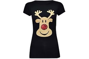Miss Trendy Womens Ladies Christmas Glitter T Shirt Reindeer Santa Snowman Print Xmas Tops