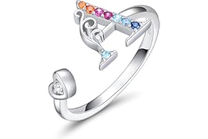 FOREVER QUEEN Alphabet A-Z Bague Argent Sterling 925 Lettre Initial Anneau Ouvert Ajustable Bague pour Femme