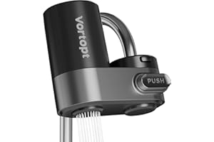 Vortopt Filtre eau Robinet, Filtre à Eau du Robinet de Couleur Noire, Système de Filtration ACF, Purificateur de l'eau de Longue Durée pour Cuisne, Réduit Chlore, Goût et Odeur, T5