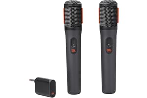 JBL PartyBox Wireless Microphone for JBL PartyBox Speakers with Wireless Dongle, Stable 2.4GHz Connection, Up to 20 Hours Playtime, Black
