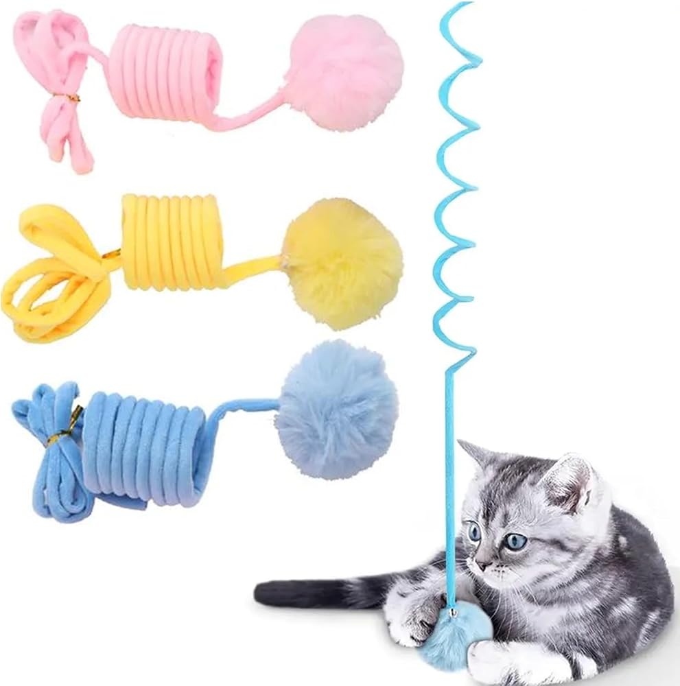 MADPET Kapıya Asılan İnteraktif Kedi Oyuncağı – Mavi – Esnek İpli, Peluş Toplu ve Zilli Tasarım, Kediler İçin Avlanma İçgüdüsünü Destekleyen Eğlenceli Kedi Oyuncağı