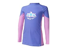 Kidz Swimmers Surf Girls Long Sleeve Sun Protection Rash Vest UPF 50+ Very Peri and Fuchsia Pink or Fuchsia Pink and White