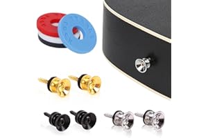 AAED 6 Stück Gitarrengurt e-Gitarre Knöpfe Metall Gitarrengurt Endknopf, mit 4 Stück Gitarrengurtknöpfe Gitarrengurtschlösser, für Elektro-Akustische Gitarre, Bass, Ukulele