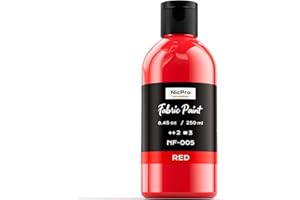 Nicpro Red Fabric Paint, 8.45 oz (250 ml) Fabric Paint for Clothes Permanent for Furniture Upholstery, Soft & Non-Toxic Textile Paint for Fabric DIY Crafts, T-shirt, Shoes Jeans Canvas for Kids Adult