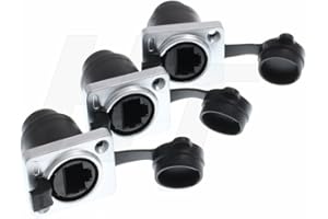 HangTon Connect HT RJ45 Socket Ethernet Montaje en panel blindado impermeable Conector hembra alimentación a través del chasis receptáculo, 3 piezas