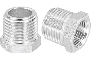 sourcing map 3Pcs 1/2" Male to 3/8" Female NPT 304 Stainless Steel Reducer Hex Bushing, Reducing Cast Pipe Adapter Fitting for Industrial, Oil/Gas, Water, HVAC, and Plumbing Systems