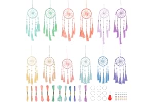 INFUNLY 12-teiliges buntes Mini-Traumfänger-Set, kleines Traumfänger-Set mit Perlen, zum Selbermachen von Traumfängern mit Anleitung (evtl. nicht in deutscher Sprache), Traumfänger, Schlüsselanhänger