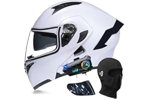 ACLFFSHOP Bluetooth Modulable Casque Moto Homologué ECE, Flip Up Casque Adulte Moto avec Double Visière pour Anti-Collision Casque Scooter Casque Integral Modulable pour Homme Femme M~XXL
