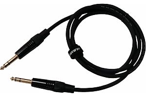 HAWK PROAUDIO SMSG005 Gold Series 6.35mm TRS Male to 6.35mm TRS Male with USB Cable Tie Monitor - 1.5 Meter (Black)