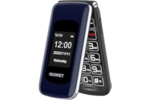 Guwet 2G Seniorenhandy Klapphandy ohne Vertrag, Rentner Handy Großen Tasten, SOS Notruffunktion, 1600 mAh Akku, 2.4"+1.77" Dual Display, Dual SIM mit Notruftaste, Blau.