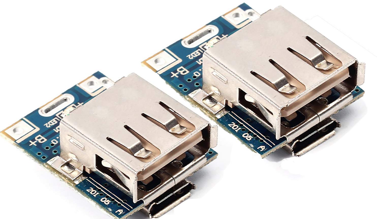 icstore DIY Power Bank/Powerbank Kit/Module Circuit Board Assembly,5V Micro USB Input for Charging 3.7V Lithium ion Rechargeable Battery/Cell 1A Mobile Phone Charger/Adapter, LED Indicator -Pack of 2