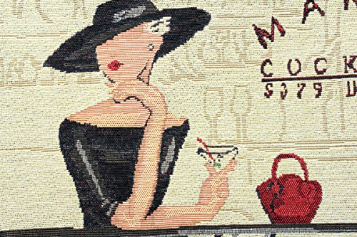 Kissenbezug Alma 40x40cm Kissenhülle Vintage Retro Grande Dame mit Martini Cocktails Shabby Chic Antik Leinen Kissen alte Schrift Dekokissen - 2