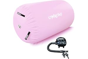 OWROMI Inflatable Gymnastics Air Mat Tumble Track with Gymnastics Air Barrel - Inflatable Air Spot Tumbler Backbend Trainer Air Roller Tumbling Mat with Electric Pump