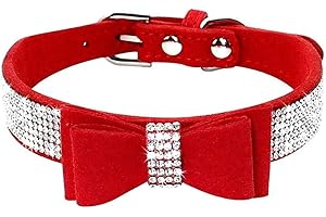 ETOPARS Collare per Cani con Strass, Simpatico Collare di Strass per Cani, Collare per Cani e Gatti con Fiocco in Cristallo
