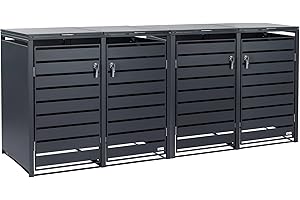 Zelsius Mülltonnenbox 4 Tonnen | 120-240 Liter | Anthrazit RAL 7016 | inkl. Erweiterungsmöglichkeit | Aufbewahrungsbox für Mülltonnen, Mülltonnenbox 4er, Mülleimerboxen