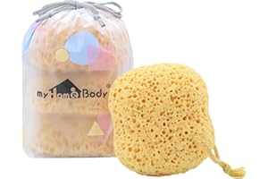 myHomeBody Éponge de bain de qualité supérieure, éponge en mousse Loofah, éponge de corps pour la douche - grande taille, beaucoup de mousse, Curvy, 3 paquets
