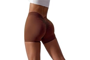 Qmttoae High Waisted Gym Shorts for Women Scrunch Butt Cycling Shorts Seamless Yoga Booty Workout Running Shorts