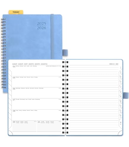 POPRUN Agenda 2025 2026 Weekplanner Verticaal 26,5 x 21,5 cm van Aug'25 - Dec'26, 17 Maanden School Planner, Harde Kaft met 30 Minuten Intervallen