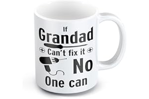 GRASSVILLAGE If Grandad Can't Fix It No One Can Fix It Mug | Gifting Ideas for him | Ideal Best Grandad Present from Grandchildren | Cute Secret Santa, Christmas, Birthday Coffee Cup Mug