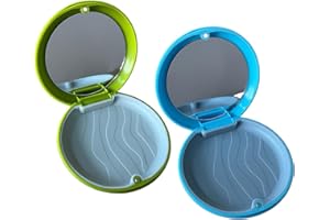 NOPKESV 2 pezzi porta apparecchio denti custodia dentale con specchio per uso quotidiano (blu/verde)