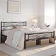 Royal Interiors Noah Metal Bed King Size Without Storage | Wrought Iron King Cot Bed for Bedroom with Headboard and Footboard | Matte Finish Black (75x72)