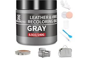 SHADAIWUYU Reparador Cuero,240g Cuero Liquido Reparador Gris Pintura para Cuero para Reparar el Desgaste y Las Marcas en Sofás, Muebles de Vinilo, Asientos de Automóvil y Zapatos de Cuero