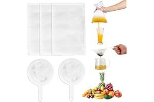 GOTDYBST 2 Pièces Tamis Cuisine Plastique 200/400 Mesh, 3 Pièces Etamine Alimentaire Nylon 20×30cm, Passoire Fine avec Poignée, Sac a Lait Vegetal Réutilisables, Cheese Cloth pour Filtrage Jus Café