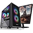 STGsivir Gaming PC Bundle, Gaming Desktop Computer, 24" Monitor, Intel Core I5 3.5-3.9GHz, AMD R9 370, 16GB RAM, 512GB SSD, 600M WiFi, BT 5.0, Black RGB Gaming Case, Windows 10
