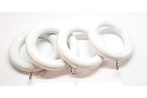 HomeElabador Ganci ad Anello per Tende in Legno con Occhielli, 12 Pezzi, Diametro Interno 38 mm, Bianco