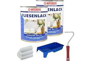 2 Dosen FLIESENLACK inkl. FARBROLLER WILCKENS weiß für 16 qm