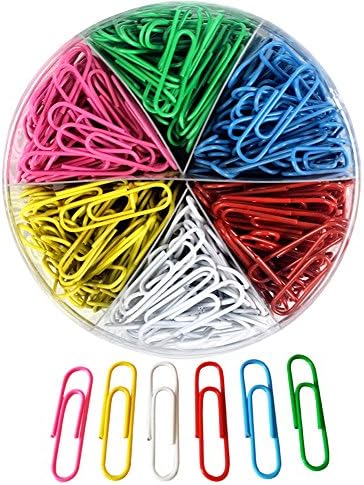 Umsole 33 mm Colored Paper Clips Medium Size-Coated Paper Clips,6 Color,500 Pieces
