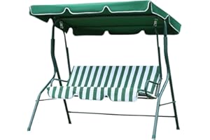 JLSun Loywe Hollywoodschaukel Gartenschaukel Schaukelbank 3-Sitzer mit Dach Stahlgestell,Grün 170x115x156cm JL12