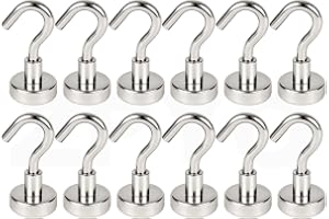 ZFYQ Magnetiska Krokar, 16mm Stark Neodymmagnet med 9kg 20lbs Dragkraft, för Köksaccessoarer, Verktygsskåp, 12-pack