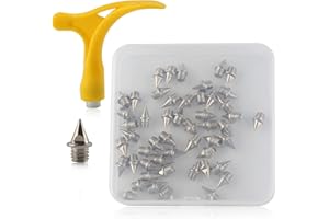 GOLD DEER 50PCS Track Spikes 1/4-Inch Steel Track Shoe Spikes Replacements with Spike Wrench for Sports Running Track Shoes Trainer Accessories