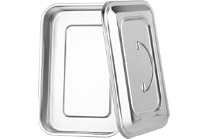 faruijie Bandeja de acero inoxidable con tapa, organizador de esterilización médica multifunción, para laboratorio dental y tatuaje, gran soporte para instrumentos quirúrgicos con tapa y asa