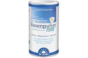 ‎DR. JACOB'S Dr Jacob's Basenpulver plus I Kalium Calcium Magnesium Zink I Vitamin C D B1 I Mineralstoffe als Citrat und Laktat I für Muskeln, Knochen, Herz und Blutdruck* I 300 g Basen-Pulver vegan