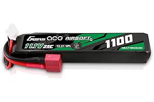 Gens ace 3S Batterie Lipo Airsoft 11,1V 1100mAh 25C 3S1P avec Connecteur T Deans, Compatible Répliques AEG M4et Crosse Le