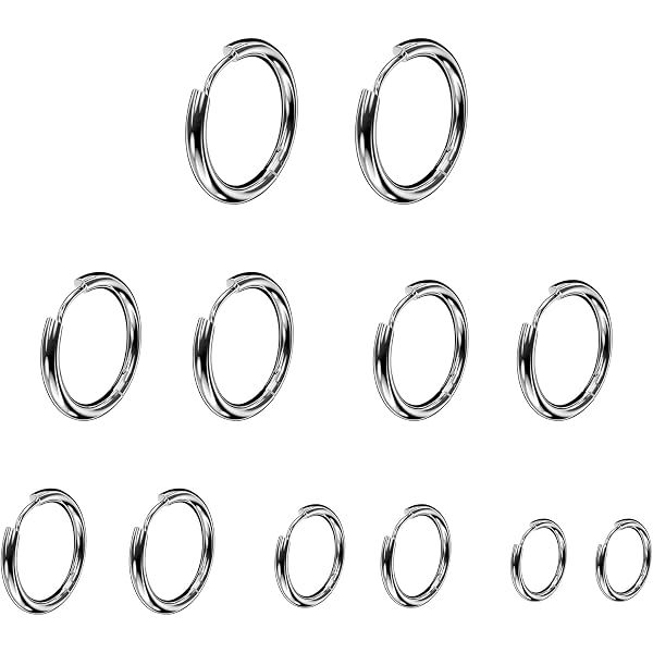 Zysta 4 Paia Orecchini Uomo Cerchio in Acciaio Inossidabile Unisex Orecchini Cerchi Grozzi Lucidi in Acciaio Chirurgico per Cartilagine Lobo Conch Orecchio da Donna 18ga Huggie Hoop 7mm 9mm Argento