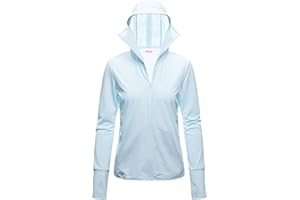 ANUFER Donna UPF50+ UV Protezione Giacca con Cappuccio Leggera Asciugatura Veloce All'aperto Abbigliamento Sportivo