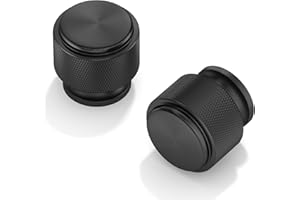 FURNIWARE 10 Pack Matt Black Knurled Cabinet Knobs, Kitchen Cupboard Pulls, 25mm Single Hole Handle, Modern Door Knobs for Drawer Dresser, Wardrobe