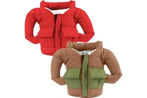 OUYOOLE Beer Can Cooler Jacket, Can Cooler Insulated Vest Jacket Cover, Beer Gifts for Men Women Beer Lovers,Beverage Jacket Drink Coolies (Brown+ Red)