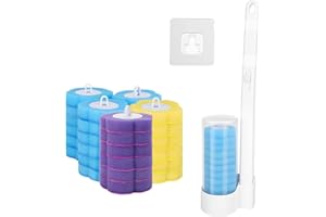 ZUIMEI 32Pcs Toilet Brush Replacement Head with Handle, Disposable Toilet Brush Cleaning System, Wall-mounted Holder Cleaner Set Disposable Toilet Wand Kit for Home Bathroom Kitchen