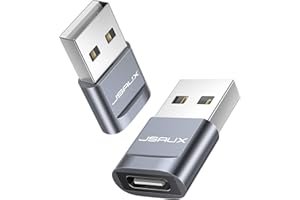 JSAUX USB A auf USB C Buchse Adapter [2 Stück] Typ C Kompatibel für iPhone 15/15 Pro Max/14/13/12, Samsung Galaxy S20/S20+/S20 FE/S21/Note 20/Note 10/A70/A50/A90, Apple Watch Series 7-Grau
